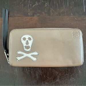 Loewe Tan Leather Skull Zip Wallet